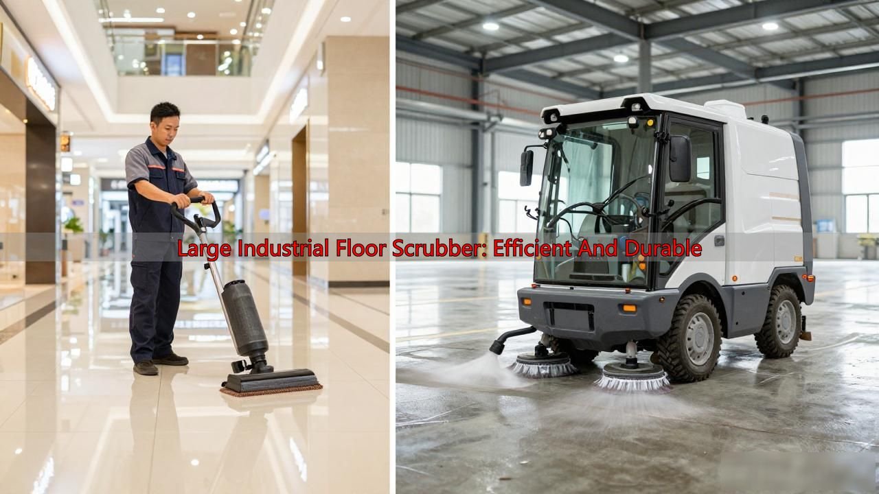 Large industrial floor scrubber: efficient and durable